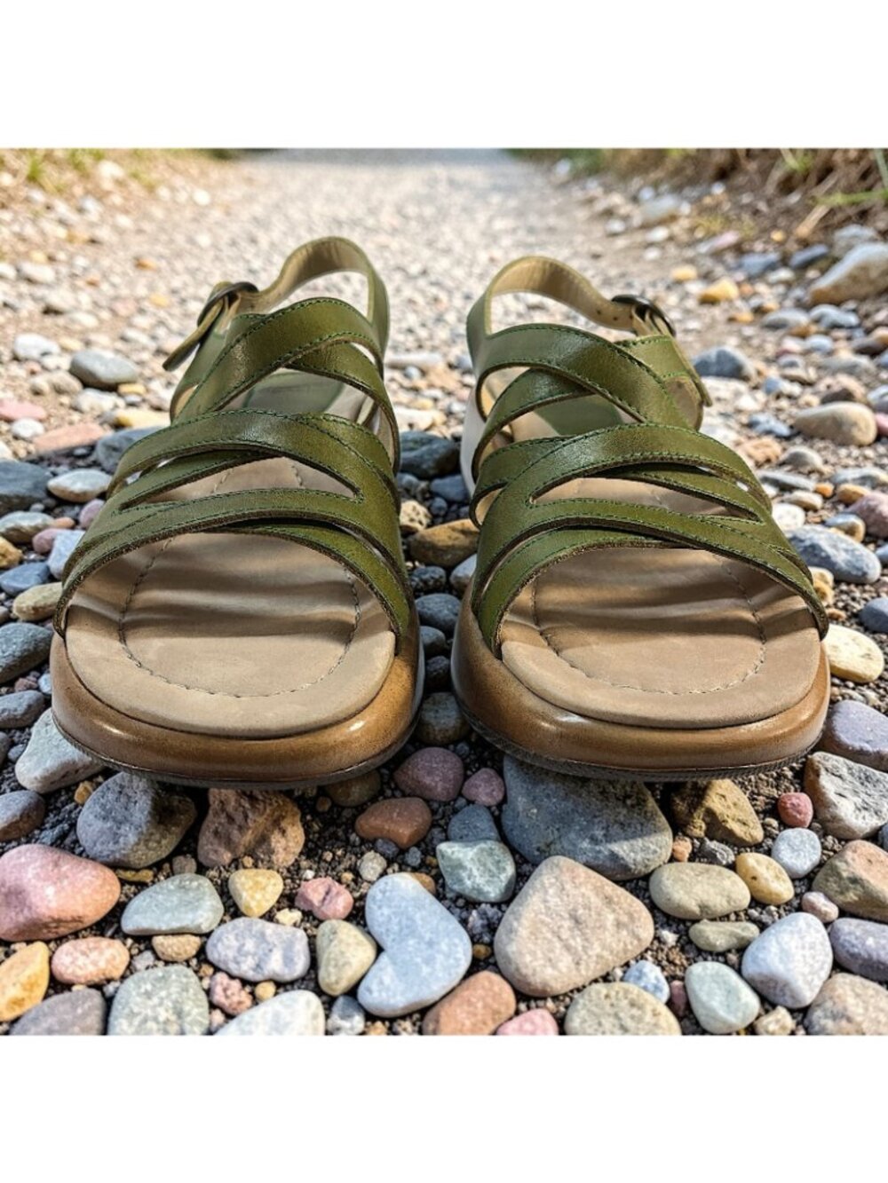 Dansko Lolita Strappy Platform Sandals Cactus Green Leather Size EU 40 41 US 10 - Picture 3 of 13